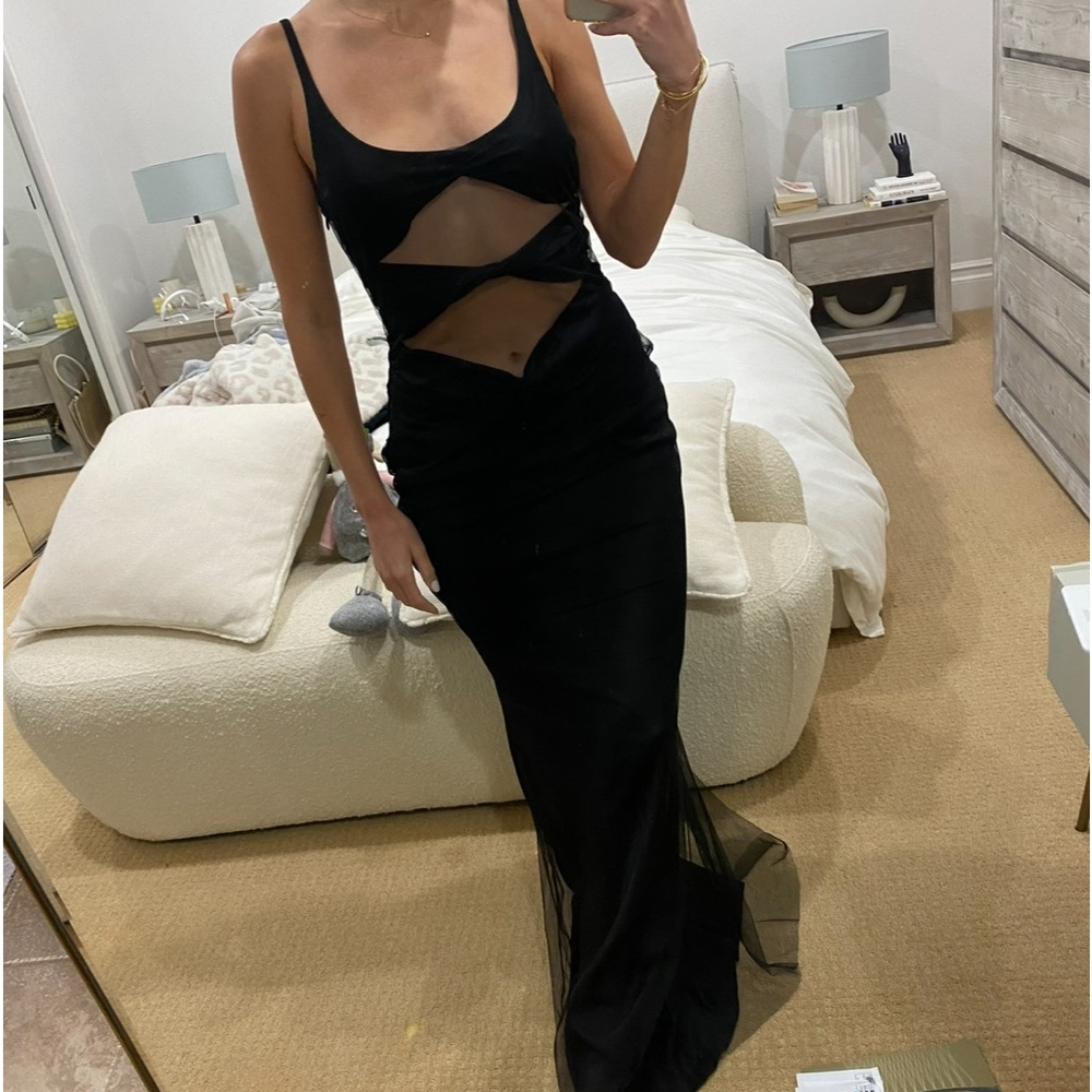 The Bar black mesh gown